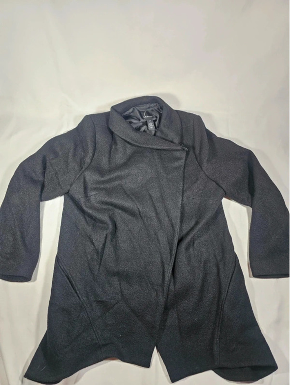 Lane Bryant Black Wool Blend Asymmetrical Pea Coat Jacket Plus Size 18/20
